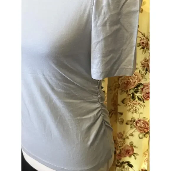 NWT! Madewell Light Blue Women's Side Cinch Top with Puff Sleeves Size XXS - Picture 4 of 7